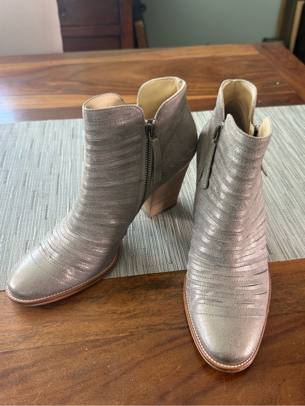 Paul Green Metallic Silver Women's Ankle Boots